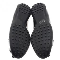 Pre Owned Tod's Black Suede and Leather Tassel Loafer Ballet Flats Size 37