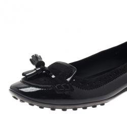 Pre Owned Tod's Black Suede and Leather Tassel Loafer Ballet Flats Size 37