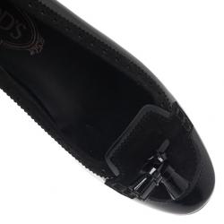 Pre Owned Tod's Black Suede and Leather Tassel Loafer Ballet Flats Size 37