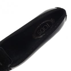 Pre Owned Tod's Black Suede and Leather Tassel Loafer Ballet Flats Size 37