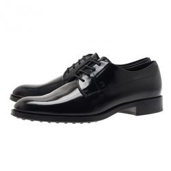 Pre Owned Tod's Black Glazed Leather Oxfords Size 37.5