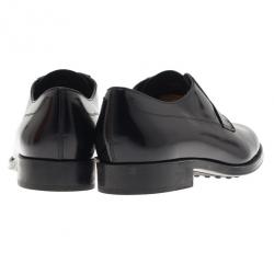 Pre Owned Tod's Black Glazed Leather Oxfords Size 37.5