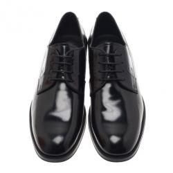 Pre Owned Tod's Black Glazed Leather Oxfords Size 37.5