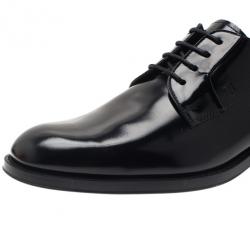 Pre Owned Tod's Black Glazed Leather Oxfords Size 37.5