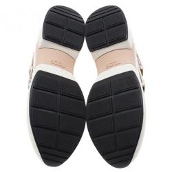 مملوكة مسبقًا Tod's White Leather Buckle Detail Sneakers Size 38.5