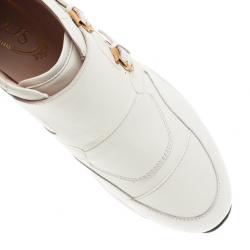 مملوكة مسبقًا Tod's White Leather Buckle Detail Sneakers Size 38.5