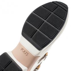 مملوكة مسبقًا Tod's White Leather Buckle Detail Sneakers Size 38.5
