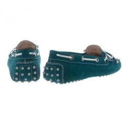 Pre Owned حذاء لوفرز تودز برباط جلد مدبوغ تركواز مقاس 39