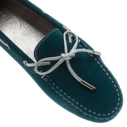 Pre Owned حذاء لوفرز تودز برباط جلد مدبوغ تركواز مقاس 39