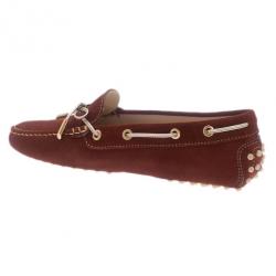 Pre Owned Tod's Brown Suede Bow Loafers Size 38.5