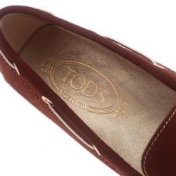 Pre Owned Tod's Brown Suede Bow Loafers Size 38.5