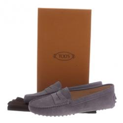 Pre Owned Tod's Lilac Suede Penny Loafers Size 37