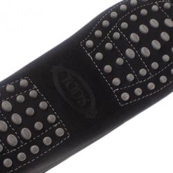 Pre Owned Tod's Black Suede Bow Loafers Size 38