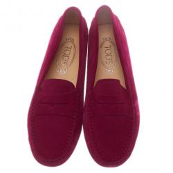 Pre Owned Tod's Pink Suede Penny Loafers Size 39