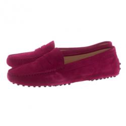 Pre Owned Tod's Pink Suede Penny Loafers Size 39