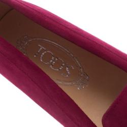 Pre Owned Tod's Pink Suede Penny Loafers Size 39