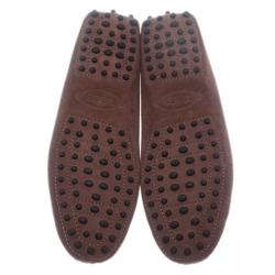 Pre Owned Tod's Brown Suede Bow Loafers Size 38