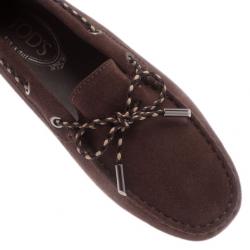 Pre Owned Tod's Brown Suede Bow Loafers Size 38