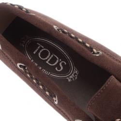 Pre Owned Tod's Brown Suede Bow Loafers Size 38