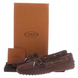 Pre Owned Tod's Brown Suede Bow Loafers Size 38