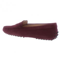 Pre Owned Tod's Burgundy Suede Penny Loafers Size 39