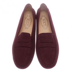 Pre Owned Tod's Burgundy Suede Penny Loafers Size 39