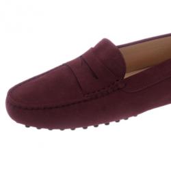 Pre Owned Tod's Burgundy Suede Penny Loafers Size 39