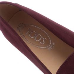 Pre Owned Tod's Burgundy Suede Penny Loafers Size 39