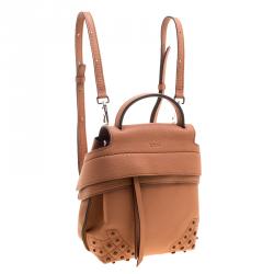 Tod's Brown Leather Mini Wave Top Handle Backpack