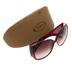 Pre Owned Tod’s Violet/Red TO0054 51B Square Sunglasses