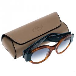 Tod's Brown/Blue Gradient TO212 Tortoise Shell Round Sunglasses