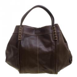 Tod's Dark Brown Leather Shade Tote 
