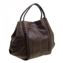 Tod's Dark Brown Leather Shade Tote 
