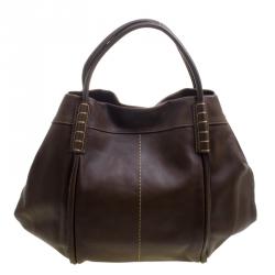 Tod's Dark Brown Leather Shade Tote 