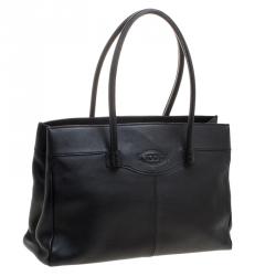 Pre Owned Tod's Black Leather Mocassino Tote