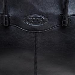 Pre Owned Tod's Black Leather Mocassino Tote