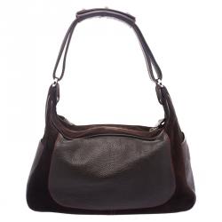 Pre Owned Tod's Ferrari Dark Brown Suede and Leather Micky Hobo