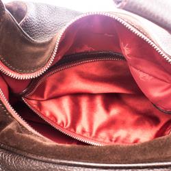 Pre Owned Tod's Ferrari Dark Brown Suede and Leather Micky Hobo