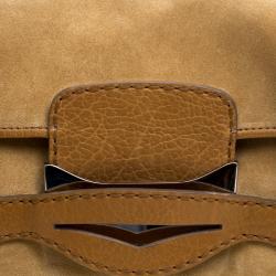 Pre Owned Tod's Light Brown Suede Fold In Flap Bag