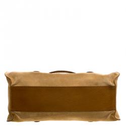 Pre Owned Tod's Light Brown Suede Fold In Flap Bag