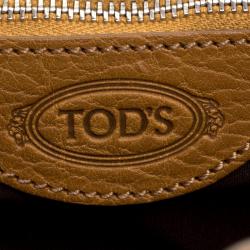 Pre Owned Tod's Light Brown Suede Fold In Flap Bag