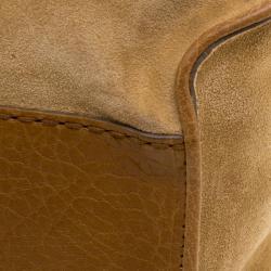 Pre Owned Tod's Light Brown Suede Fold In Flap Bag
