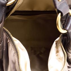 Pre Owned Tod's Olive Green/Dark Brown Nylon and Lizard Embossed Leather Pashmy Hobo