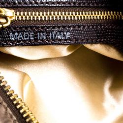 Pre Owned Tod's Olive Green/Dark Brown Nylon and Lizard Embossed Leather Pashmy Hobo