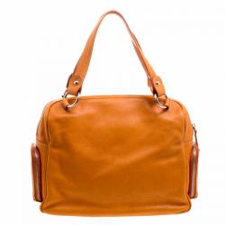 مملوكة مسبقًا Tod's Orange Leather T Bag Media Satchel 