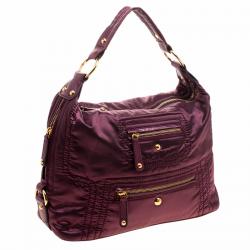 Pre Owned Tod's Purple Nylon Pashmy Hobo