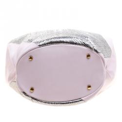 Pre Owned Tod's Pink/Silver Leather and Python Medium Horse Secchiello Tote