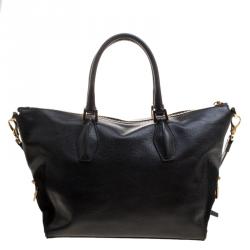 Pre Owned Tod's Black Leather ALR Tracolla Piccola Shopper Tote