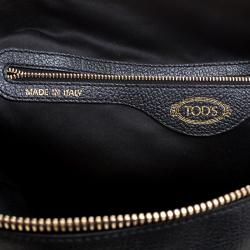 Pre Owned Tod's Black Leather ALR Tracolla Piccola Shopper Tote