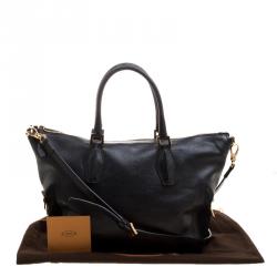 Pre Owned Tod's Black Leather ALR Tracolla Piccola Shopper Tote